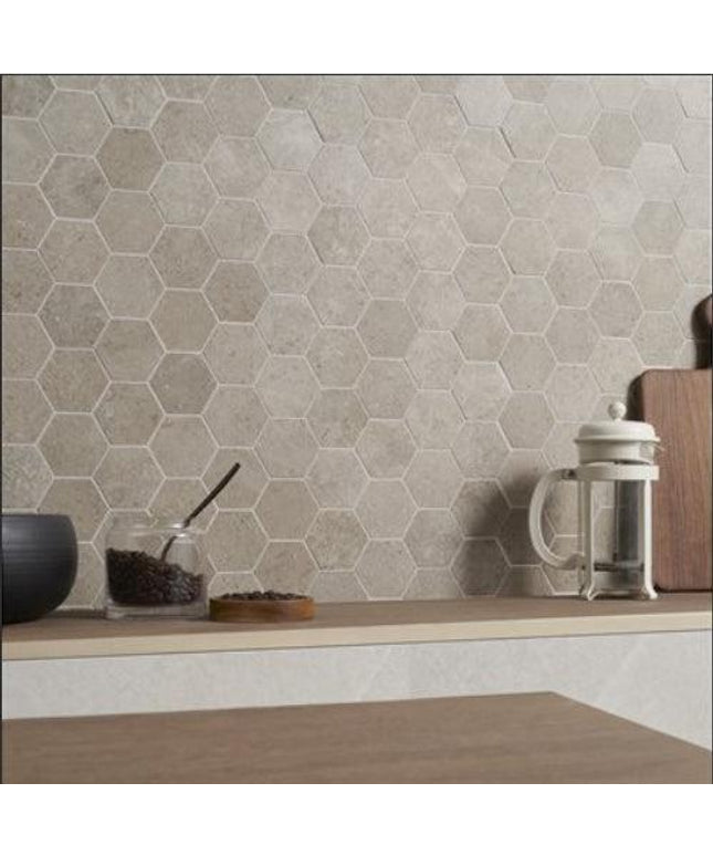 ages hexagon limestone look porcelain tile 3 