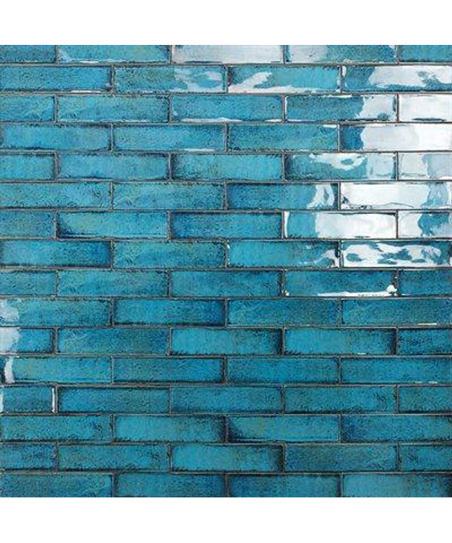 alchimia blue 3x12 subway tile wall