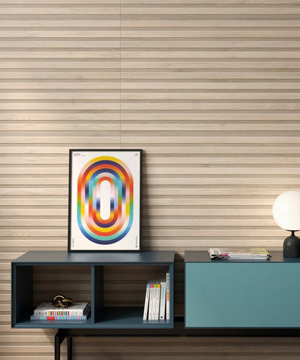 almond haru ribbon 24x48 porcelain tile wall