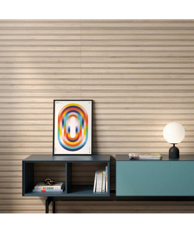 almond haru ribbon 24x48 porcelain tile wall