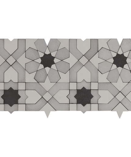 Alpana fes cloud mosaic stone tile. Decorative tile with geometric pattern on a white background