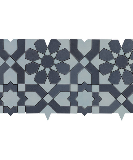 Alpana fes sky mosaic stone tile. Decorative tile with geometric pattern on a white background