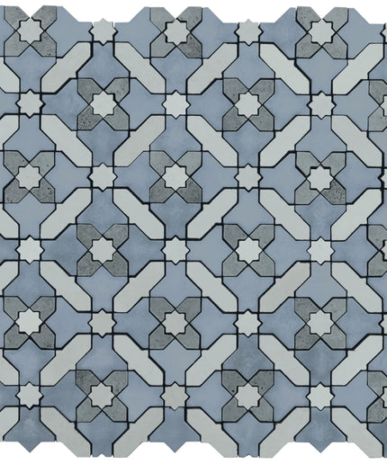 Alpana safi river mosaic stone tile. Mosaic pattern with blue and gray tiles