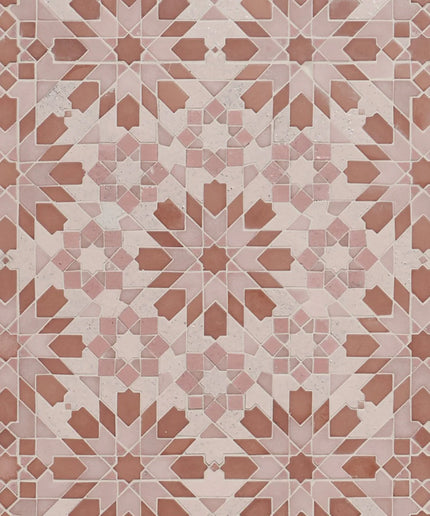 Geometric tile pattern with brown and beige colors