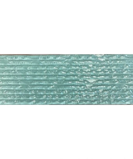 Rectangular aqua blue glass tile with textured surface for backsplash or bathroom decor