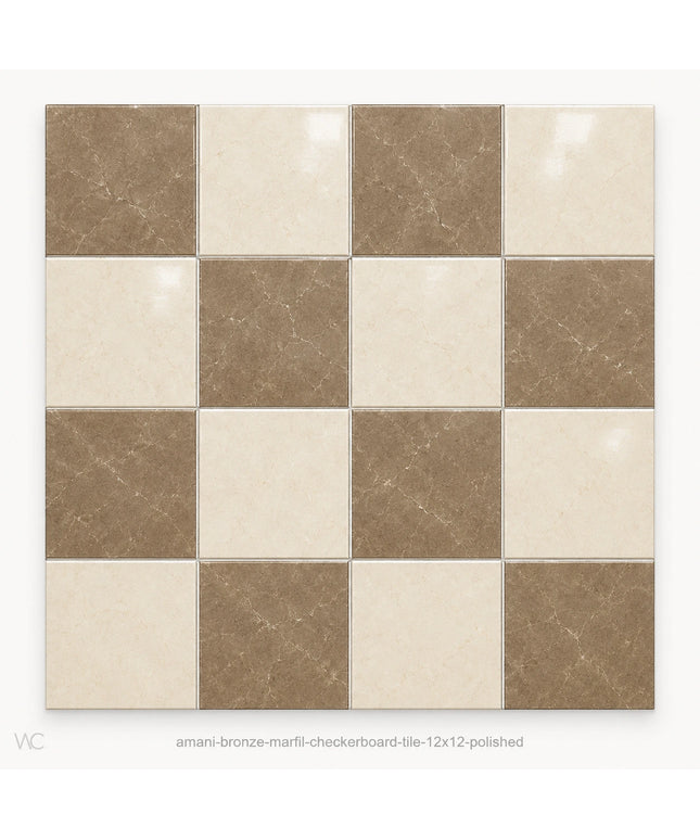 Leona Look Checkerboard Porcelain Tile 12x12