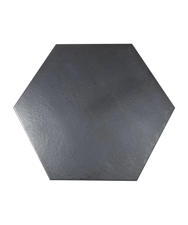 Hexagonal black tile on a white background