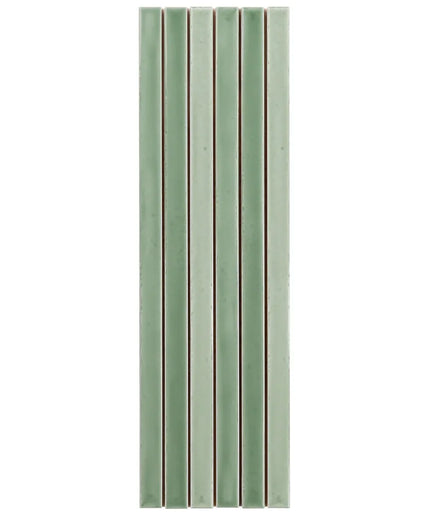 Apple green 5x18 rectangular ceramic wall tile with glossy finish