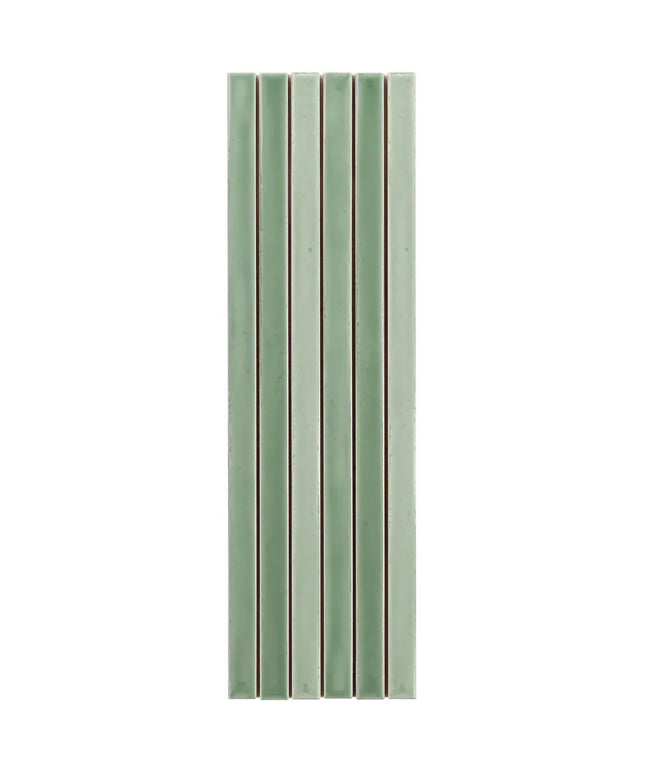 Apple green 5x18 rectangular ceramic wall tile with glossy finish