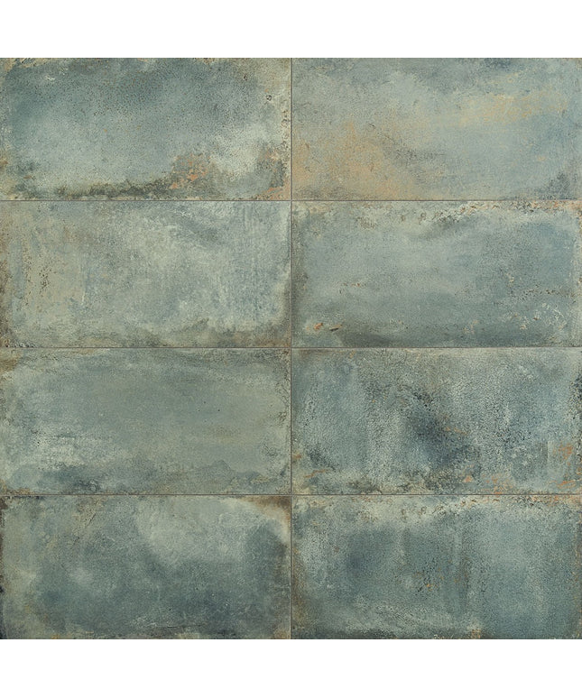 Pattern of blue and brown tiles