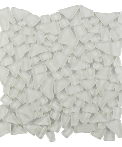 Mosaic pattern of white tiles on a white background