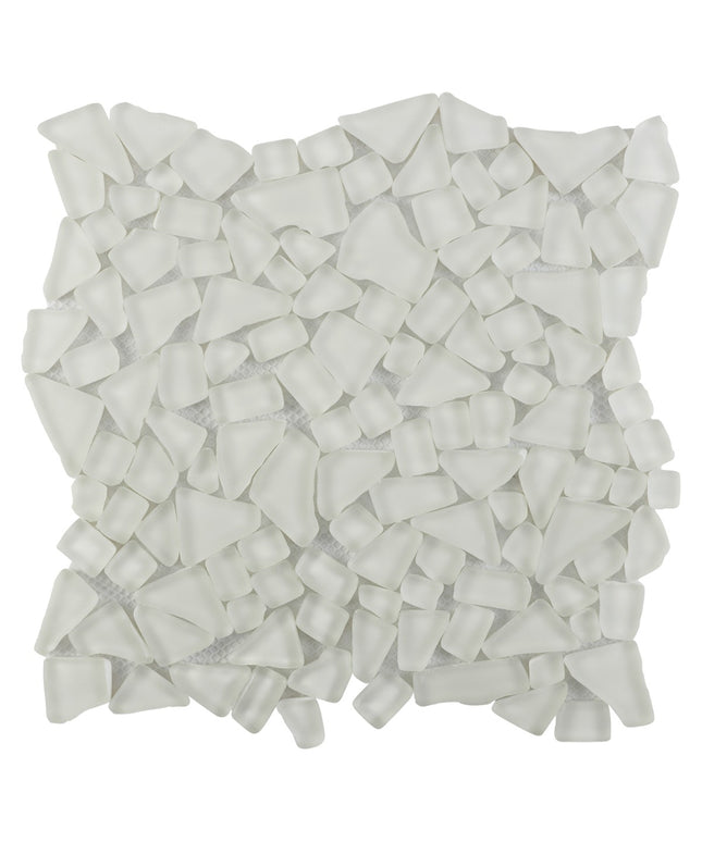 Mosaic pattern of white tiles on a white background