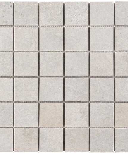 Mosaic tile pattern with gray and beige tiles made in the USA