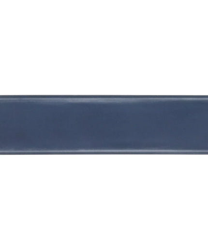 Matte denim blue rectangular ceramic tile, 4x16 inch, for backsplash or shower walls.
