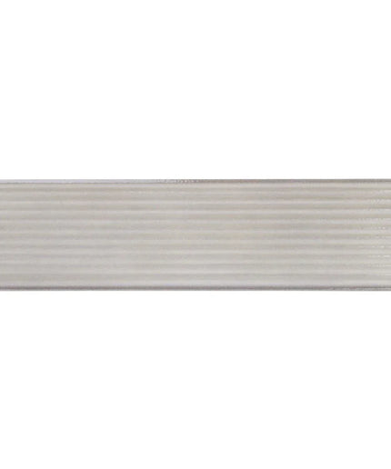 Rectangular gray fluted tile with linear textured surface, ideal for backsplash or wall use