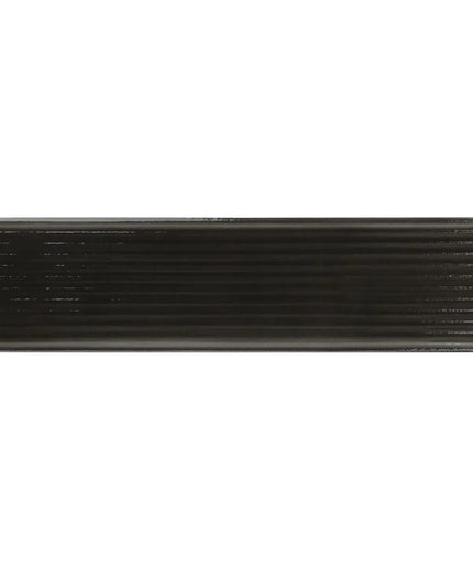 Glossy black fluted tile 4x16 inch, ideal for backsplash, bathroom, or shower walls.