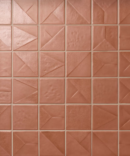 Patterned brown tiles with geometric design