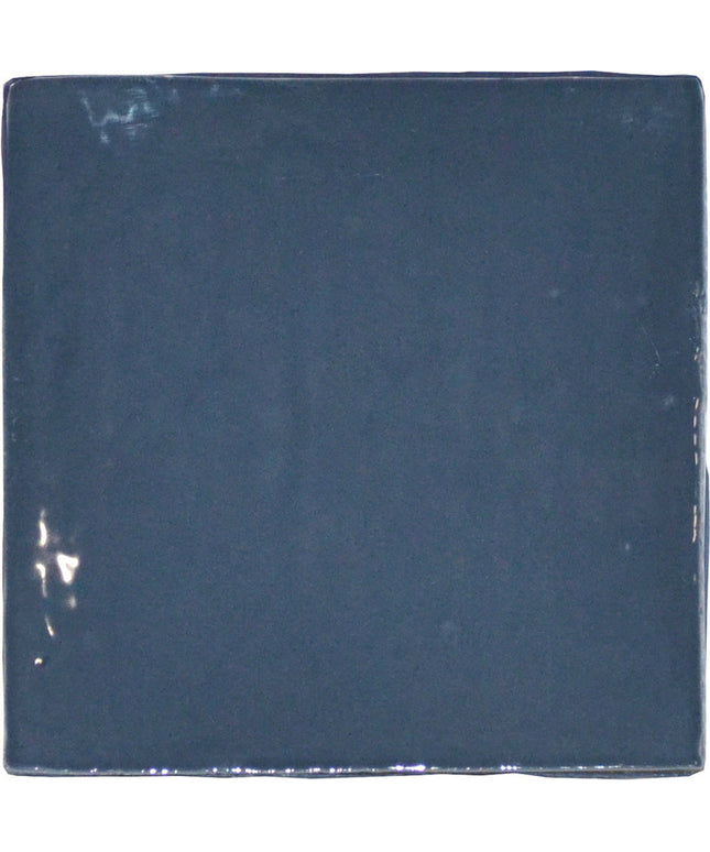 Glossy ash blue 5x5 ceramic tile, ideal for kitchen backsplash or bathroom walls