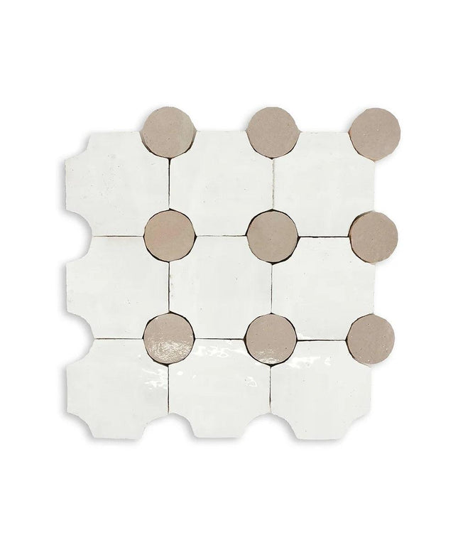 atlas white  dots ceramic mosaic tile zellige 