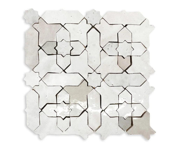 Zellige Classique Starburst in Atlas White 10x10