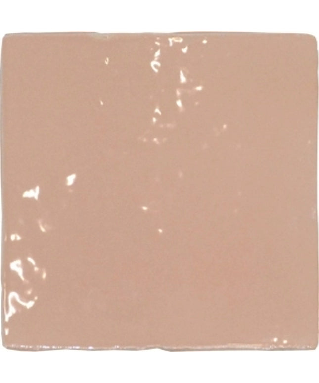 glossy pink ceramic tile with textured surface, perfect for backsplash or bathroom decor