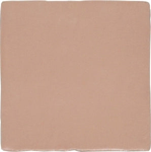 Matte rose pink 5x5 ceramic tile with subtle texture and handmade edges