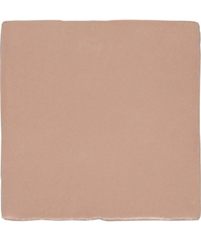 Matte rose pink 5x5 ceramic tile with subtle texture and handmade edges