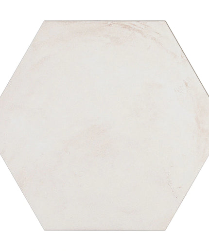 Hexagonal white marble tile on a white background
