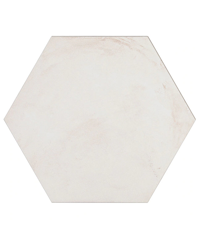 Hexagonal white marble tile on a white background