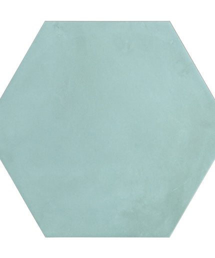 Hexagonal light blue tile on a white background