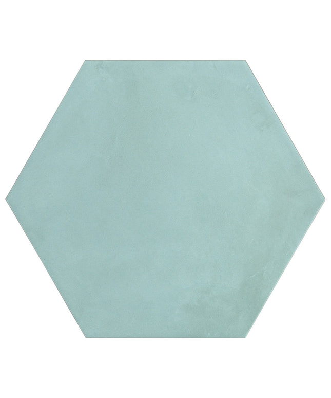 Hexagonal light blue tile on a white background