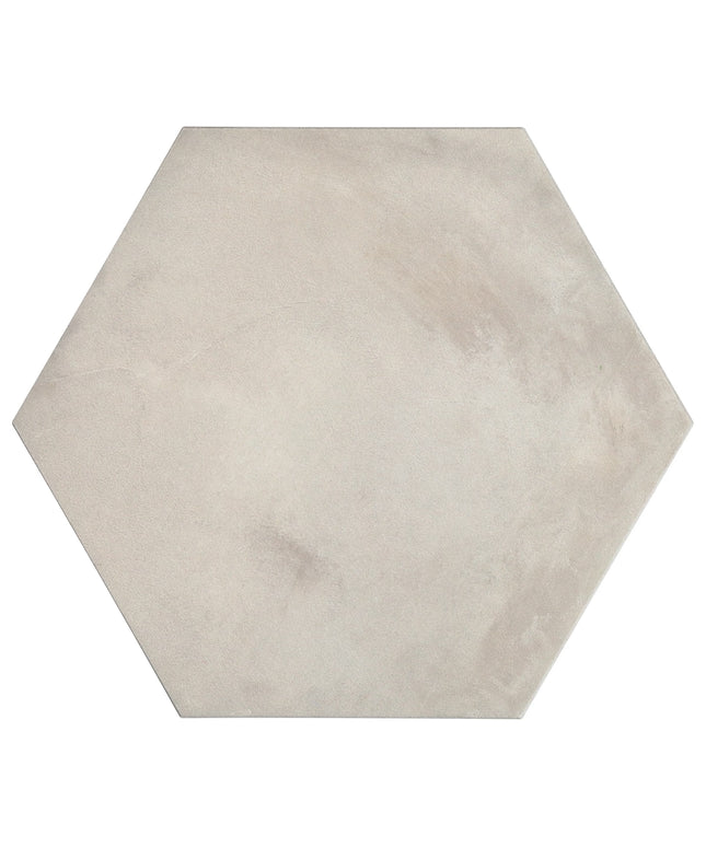 Hexagonal tile with a beige color on a white background