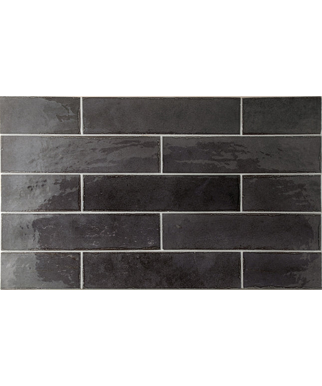 Pattern of dark gray tiles with a brick-like design