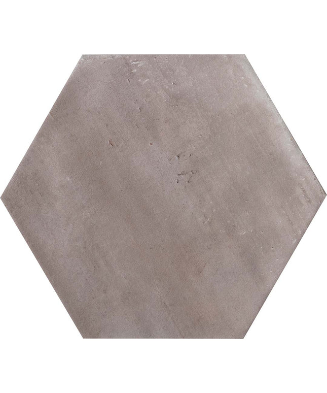 Hexagonal gray tile on a white background