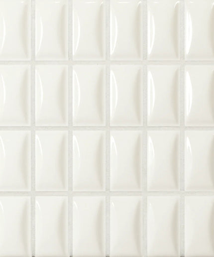 bevel-quartz-gloss White ceramic tile with a subtle pattern on a white background
