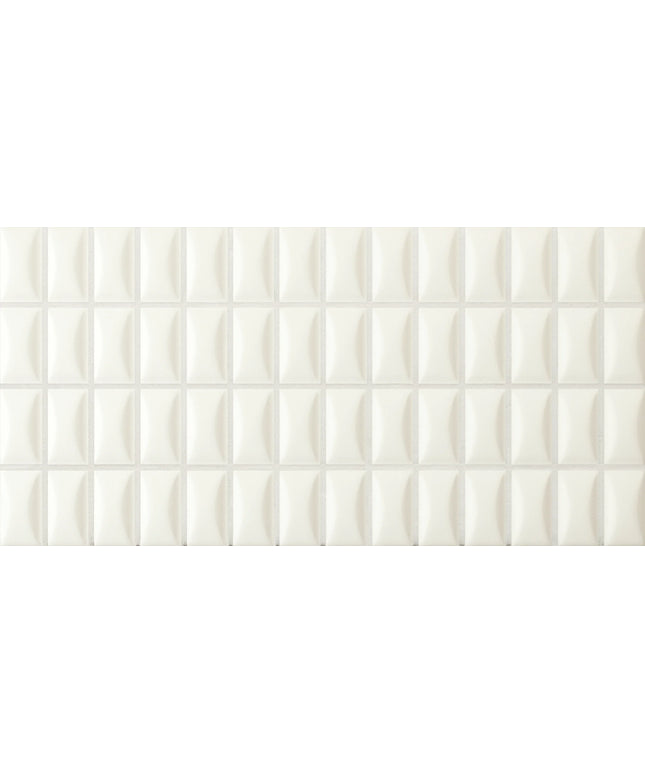 bevel-quartz-matt White textured square tiles arranged in a grid pattern
