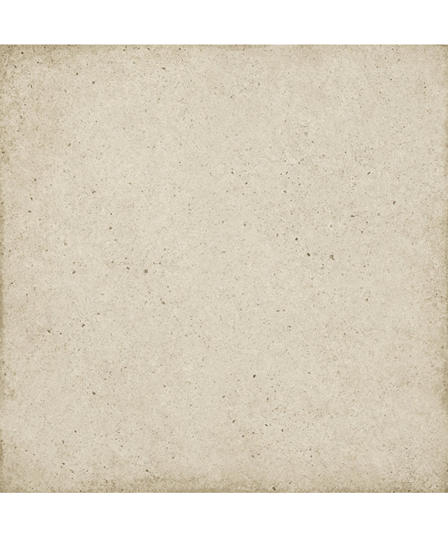 A square textured beige tile or stone surface with a distressed, vintage border and speckled finish.
