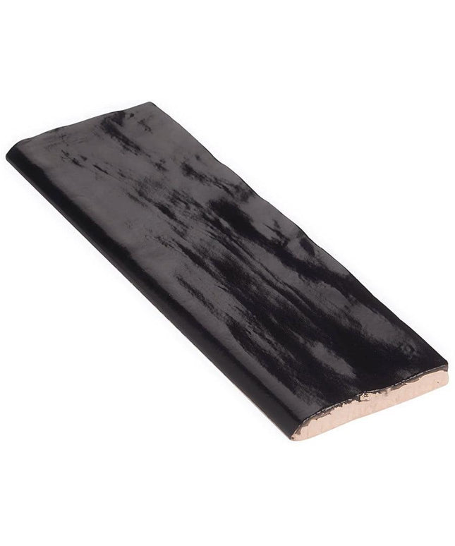 black bullnose 2x8 tile