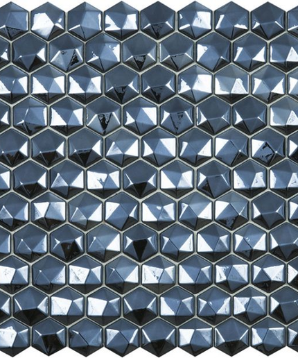 diamond hexagon glass mosaic 1 4x1 4 steel grey diamond hexagon