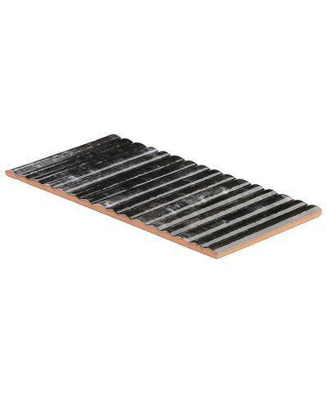 bryn fluted ceramic tile glossy 3d 6x12 Fluted Black 3D