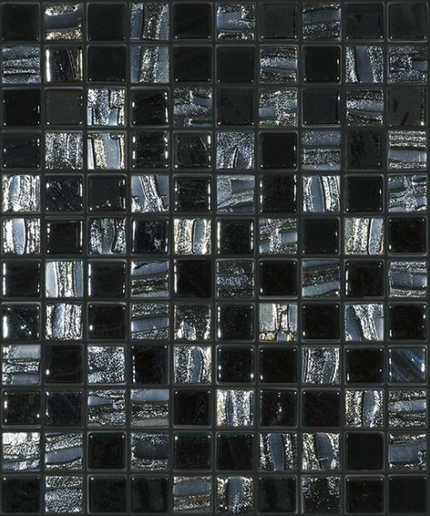 moon squares glass mosaic 1x1 black mix moon squares