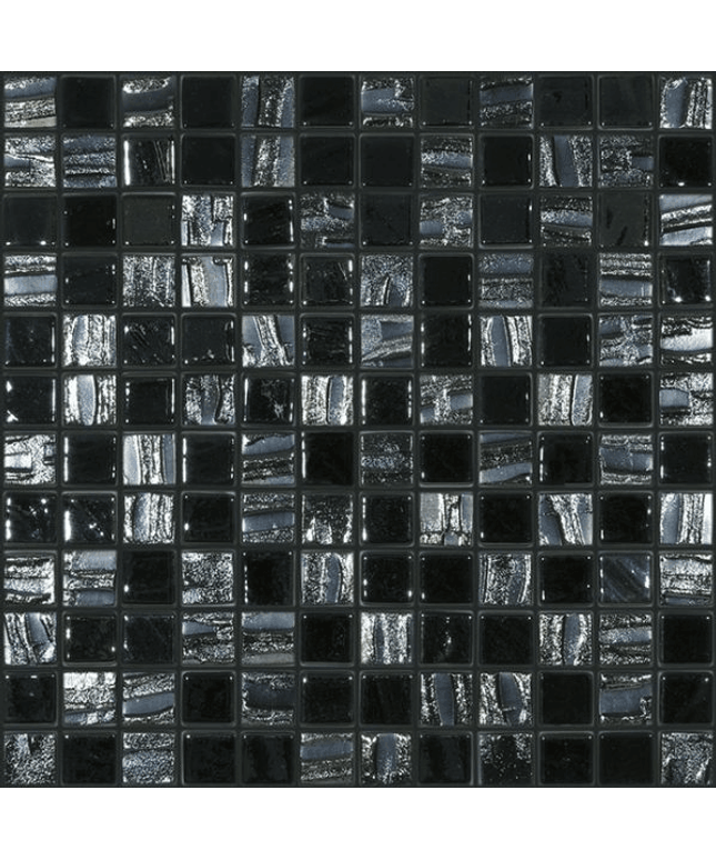 moon squares glass mosaic 1x1 black mix moon squares