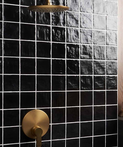 black shower 4x4 ceramic tile