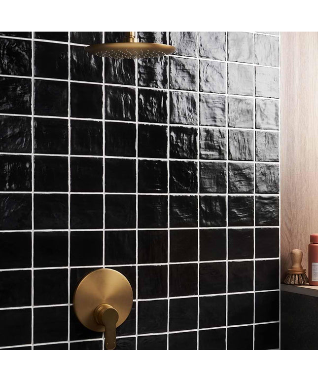 black shower 4x4 ceramic tile