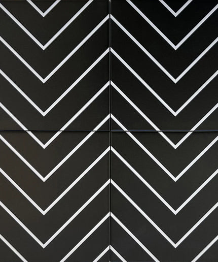 Black and white chevron pattern tiles, modern floor or wall tile design
