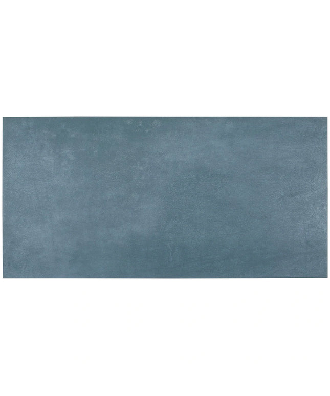 Rectangular blue tile with a textured surface on a white background