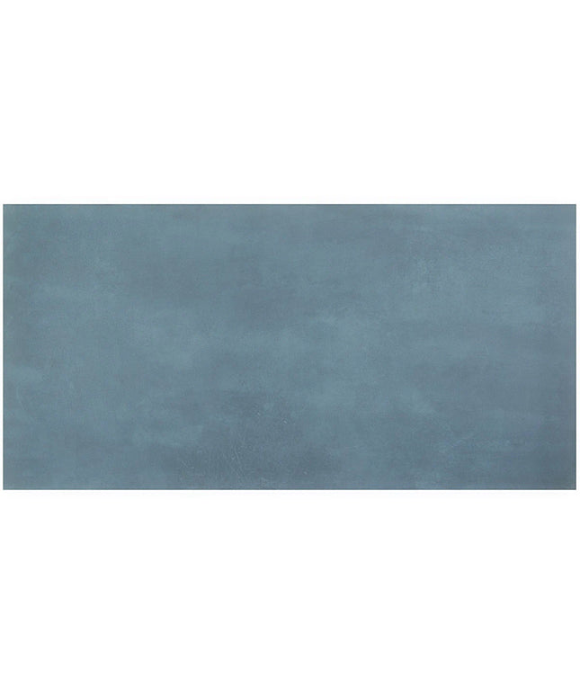 Rectangular blue tile with a textured surface on a white background