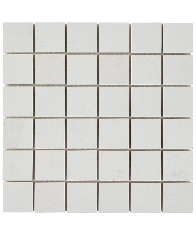 White square tiles with a subtle pattern on a white background