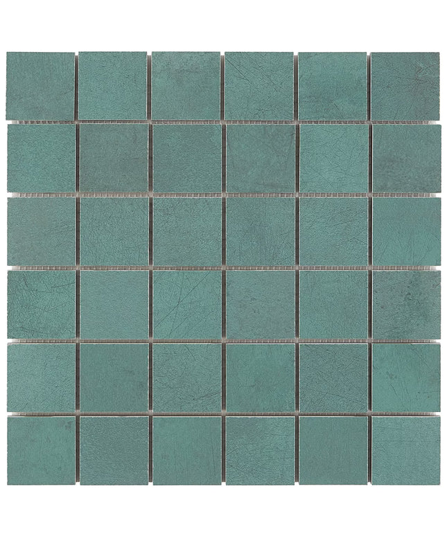 Teal square tiles arranged in a grid pattern
