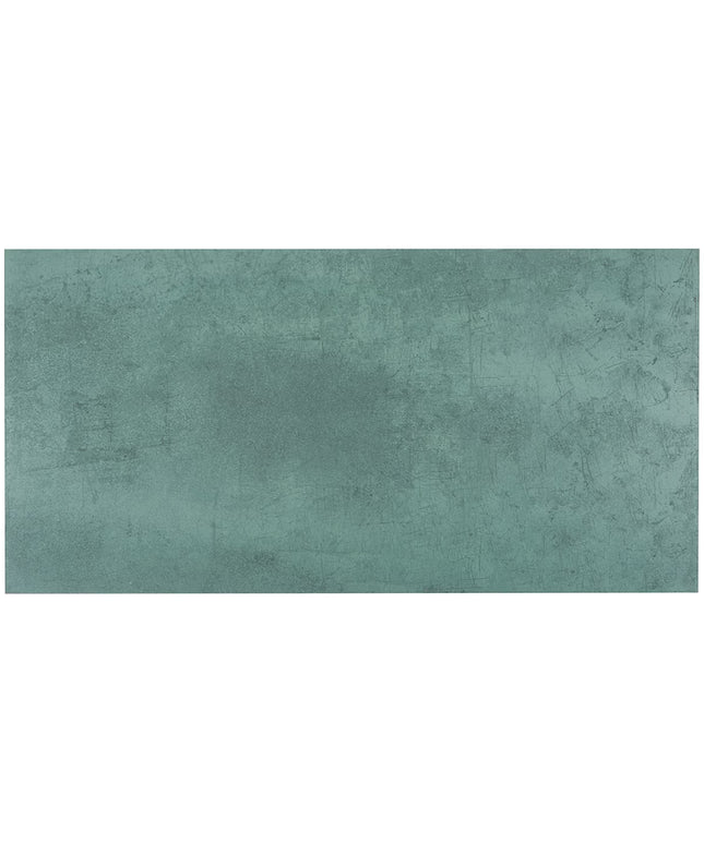 Teal rectangular tile with a textured surface on a white background